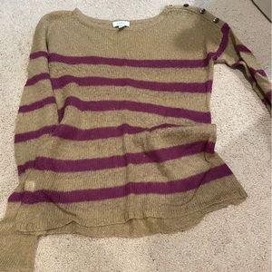 brown and purple thin sweater